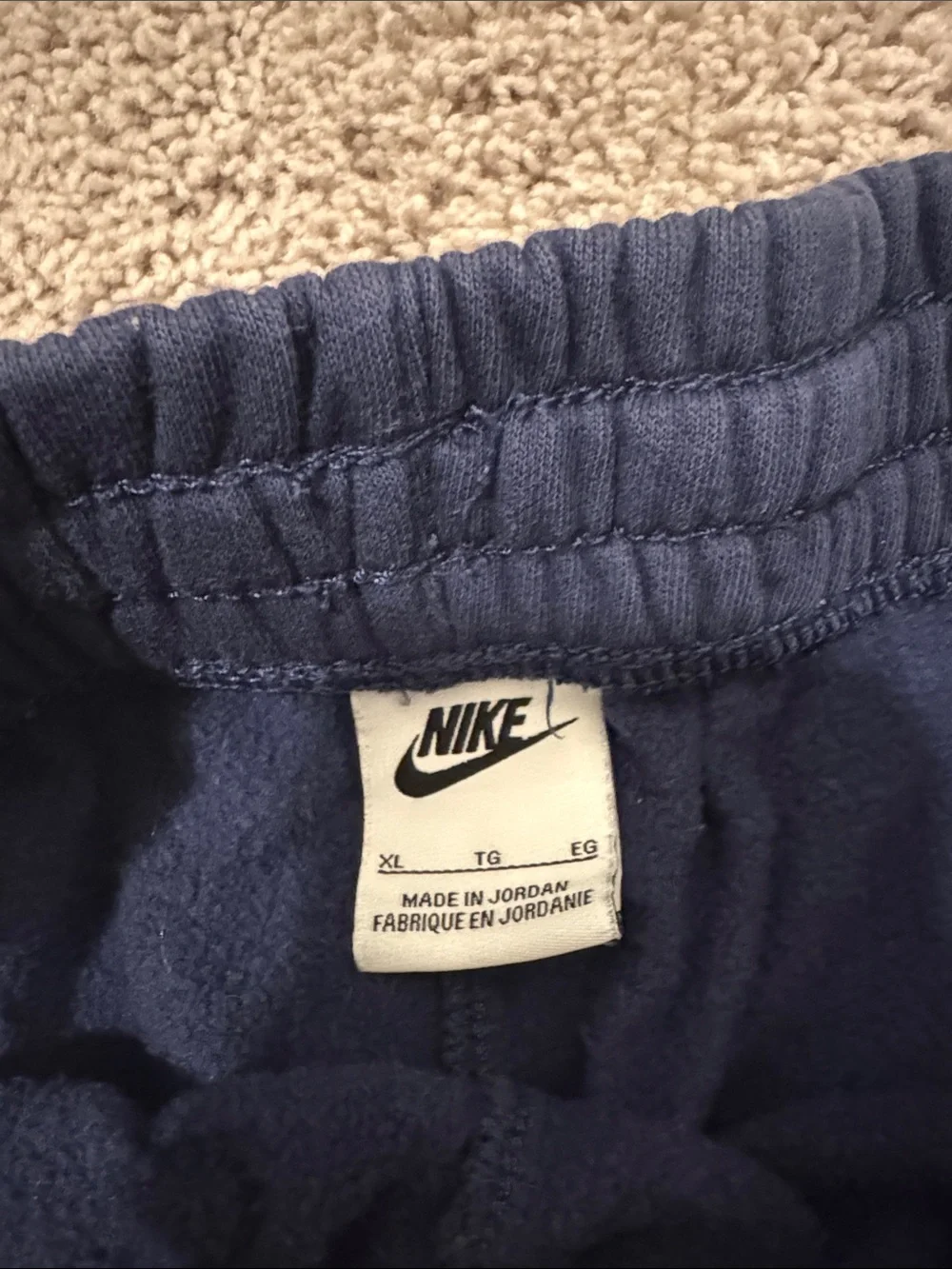 Nike Kids Navy Blue Fleece Joggers with White Swoosh